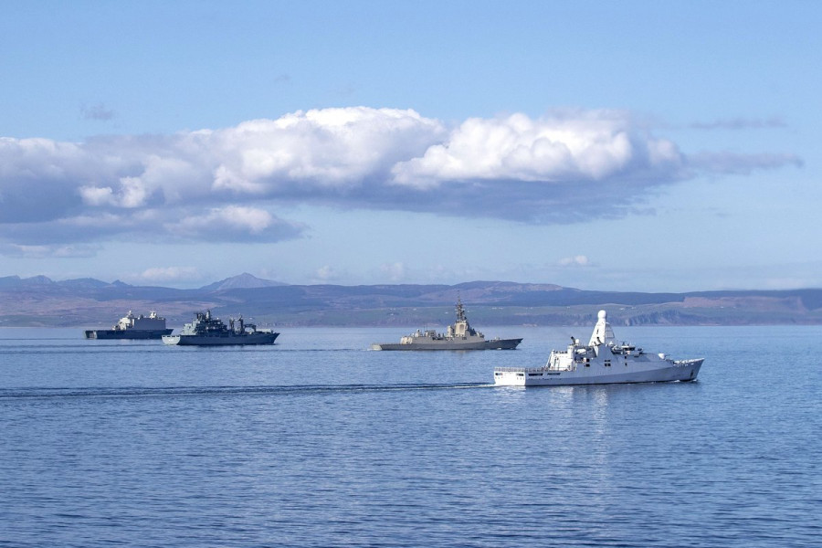 La fragata Cristóbal Colón junto con buques de Países Bajos y Alemania. Foto: Armada Real de los Países Bajos