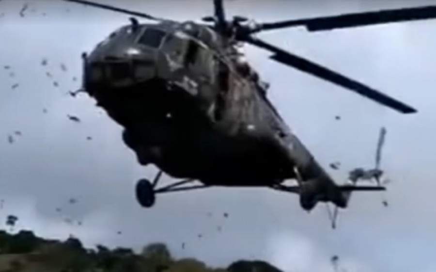 El helicóptero Mi-171Sh EP-664 instantes previos al accidente en Amazonas. Foto: Captura de video