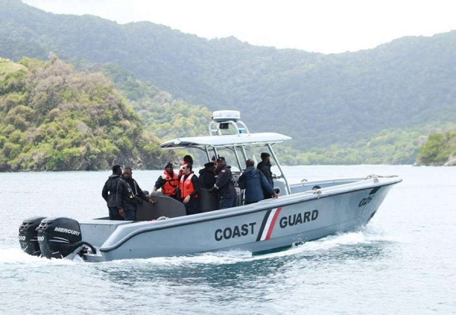 La interceptora GC 026 durante su presentación en Charlotteville Jetty. Foto: Trinidad & Tobago Defence Force.