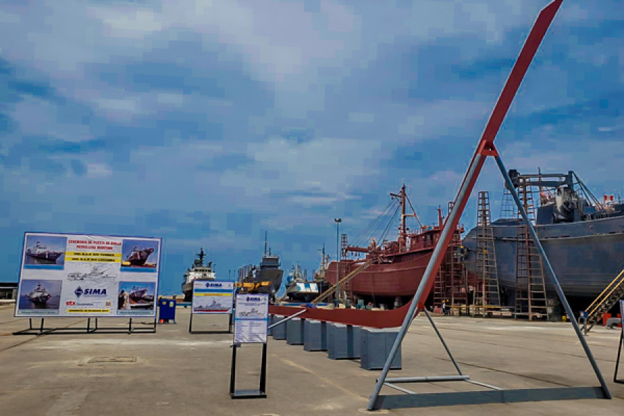 Colocación de la quilla de las tercera dupla de patrulleras marítimas PGCP-50. Foto: SIMA Perú