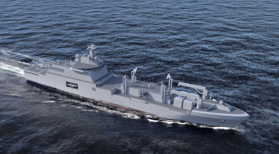 Futuro buque logístico francés. Imagen: Naval Group
