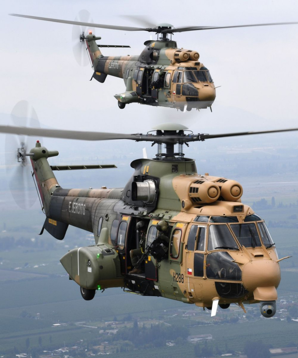 Helicópteros Cougar de la Brigada de Aviación Ejército de Chile. Foto: Anthony Pecchi Airbus Helicopters