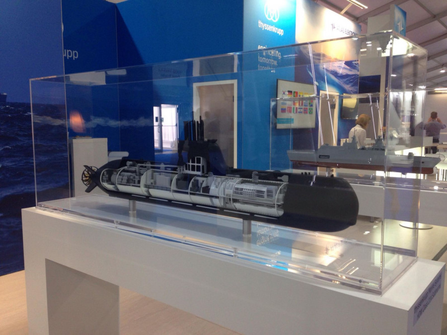 Maqueta del submarino Clase 214 en Exponaval 2018. Foto: Nicolás García Infodefensa.com