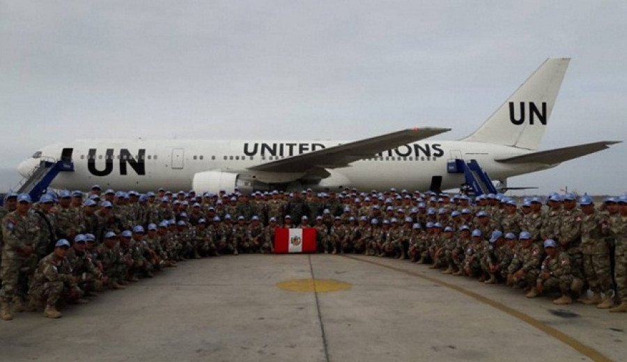 IV Contingente militar de cascos azules del Perú, a punto de tomar vuelo hacia África. Foto: Ejército del Perú