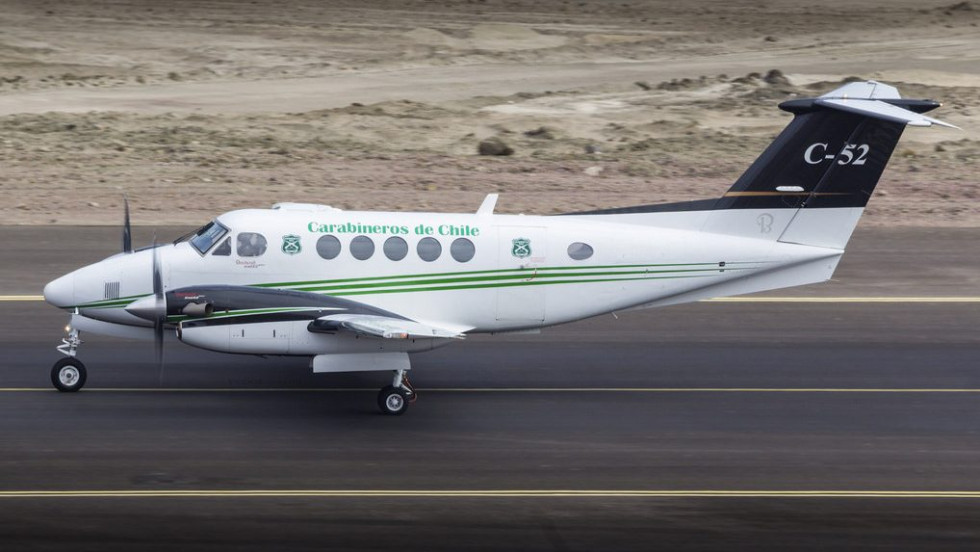Beechcraft King Air B200 de la Prefectura Aeropolicial de Carabineros de Chile. Foto: Vicente Quezada.