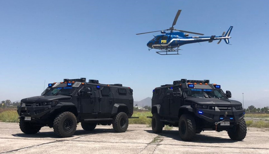 Los nuevos blindados IAS Testudo de la Brigada de Reacción Táctica de la PDI. Foto: WLP