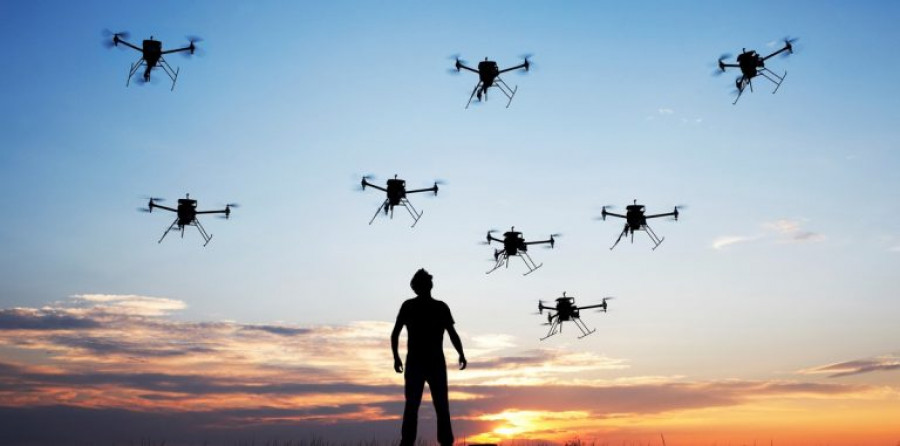 Enjambre de drones de EEUU. Foto: Ejército de EEUU.