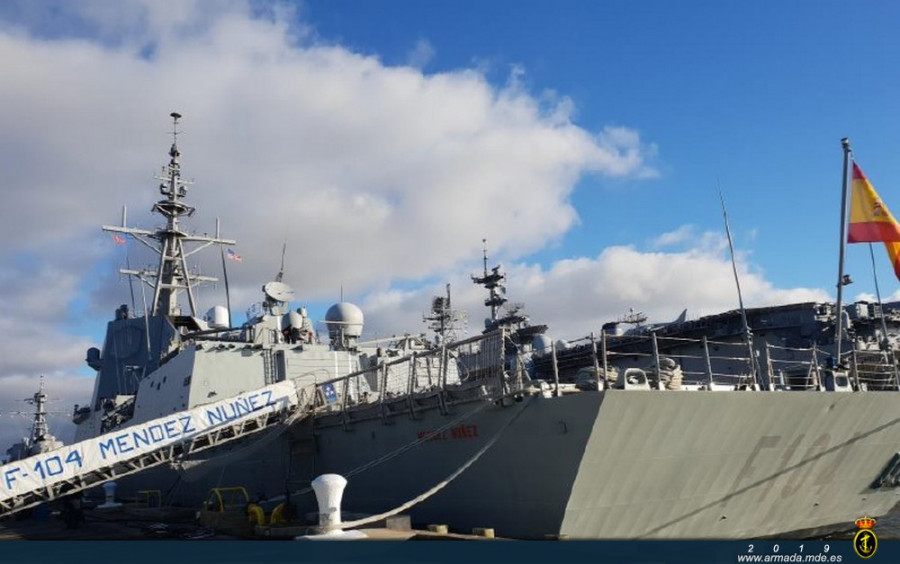 Fragata Méndez Núnez en la base de Norfolk. Foto: Armada