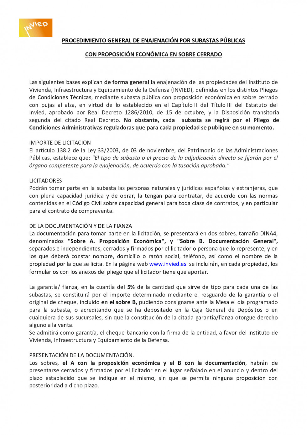 Procedimiento venta subasta