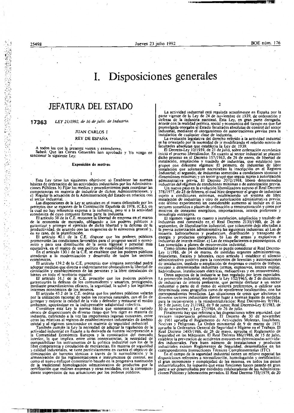 Ley 21 1992 de 16julio de Industria
