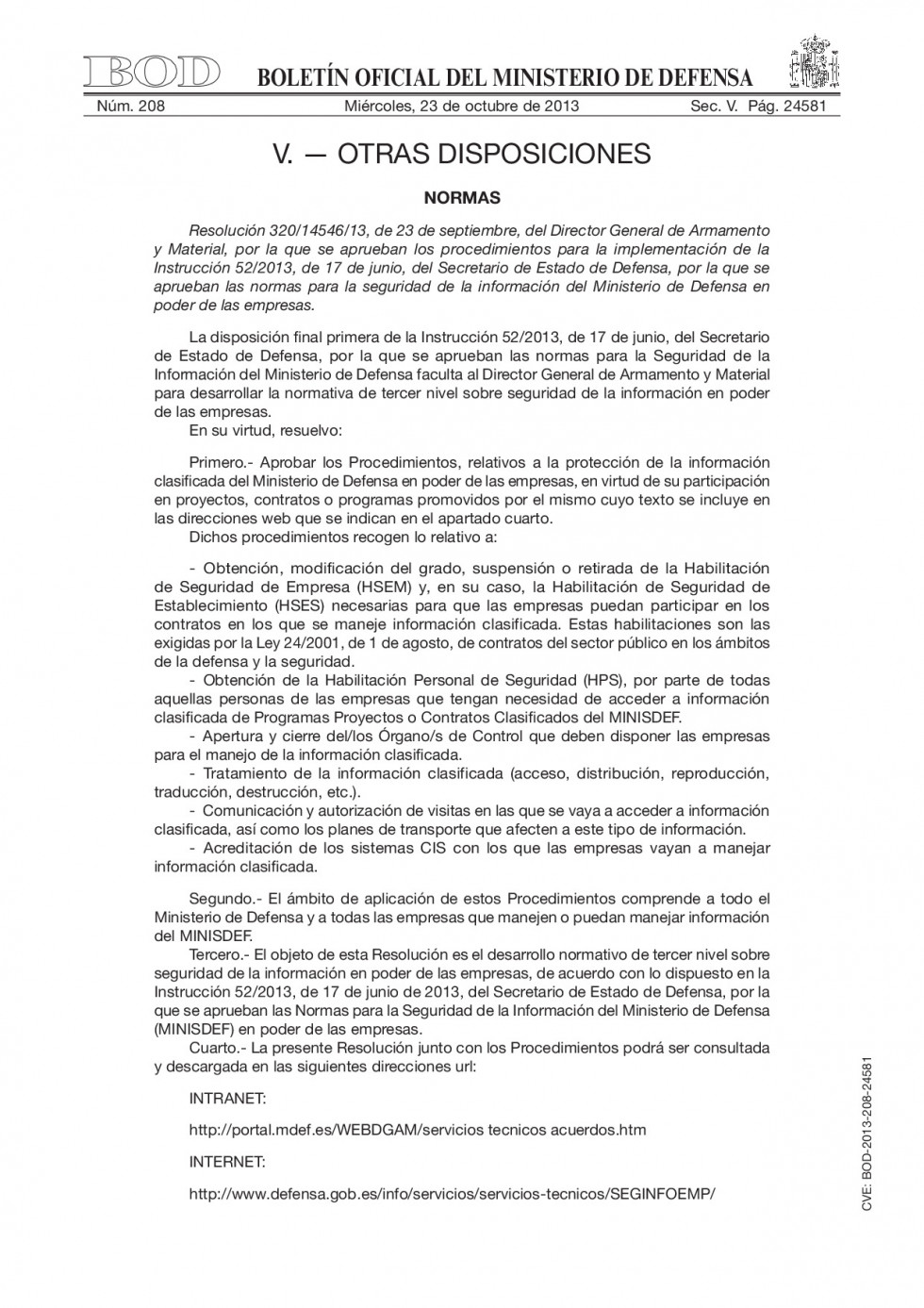 RES320145462013 de 23septiembre implementacion procedimientos SEGINFOEMP