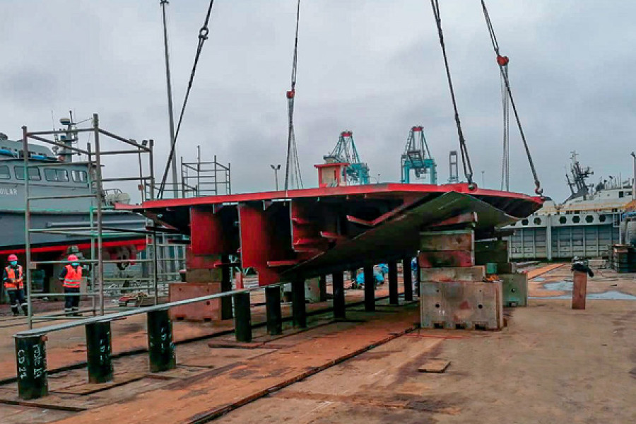 Inicio de la construcción de la nave de apoyo logístico. Foto: SIMA Perú