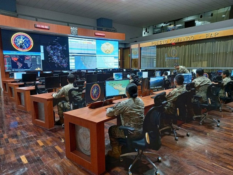 Puesto de Comando FAP donde se desarrolla el ejercicio Ecodex Virtual I. Foto: Fuerza Aérea del Perú