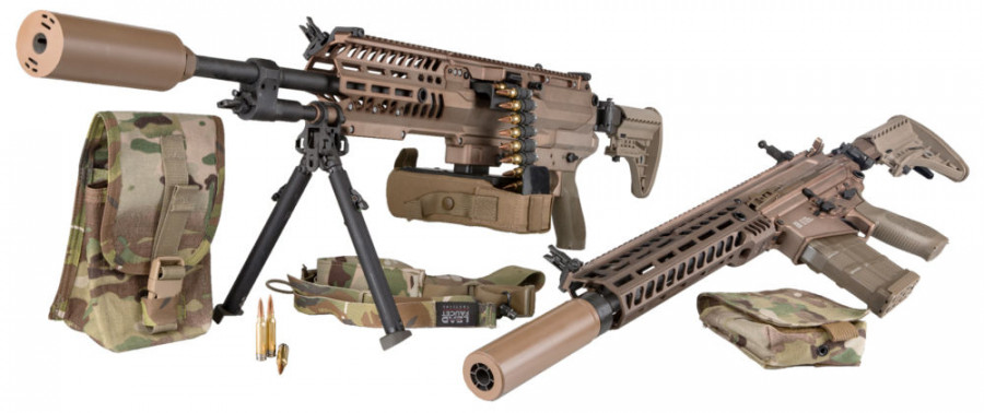 Ametralladora ligera y fusil de asalto de Sig Sauer candidatas al programa NGWS del Ejército de EEUU. Foto: Sig Sauer