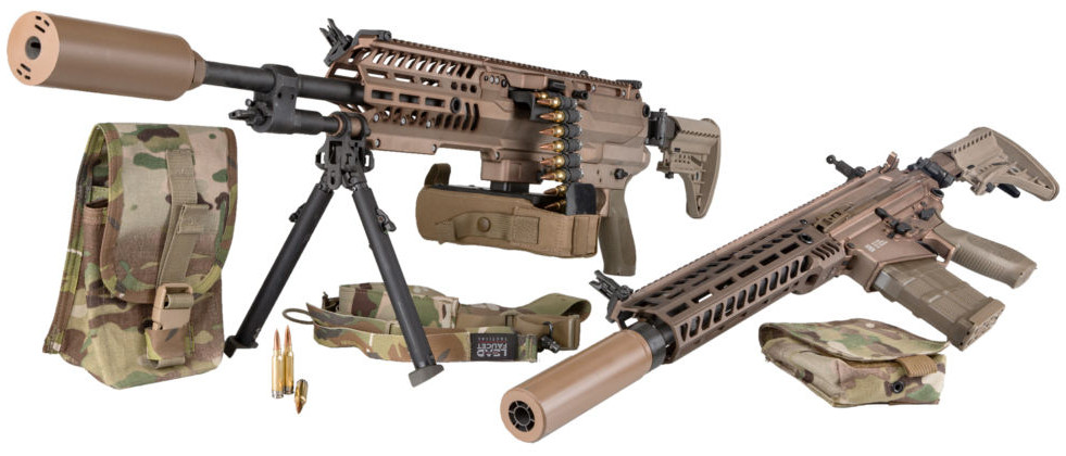 Ametralladora ligera y fusil de asalto de Sig Sauer candidatas al programa NGWS del Ejército de EEUU. Foto: Sig Sauer