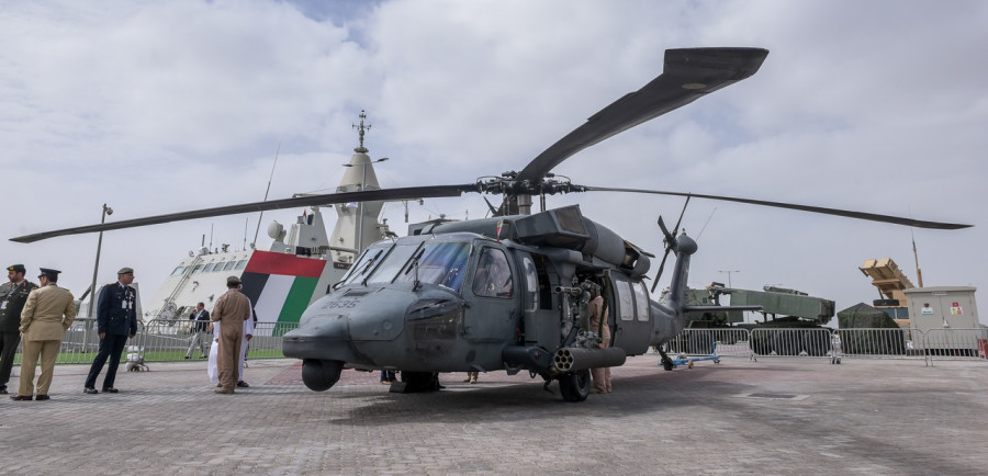 En Idex se presentó el UH-60M Armed Black Hawk ABH de Emiratos Árabes Unidos. Foto: Idex