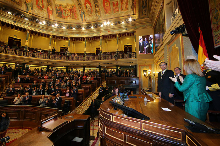 Martín Vizcarra en las Cortes Generales de España. instantes previos a su discurso. Foto: Presidencia del Perú