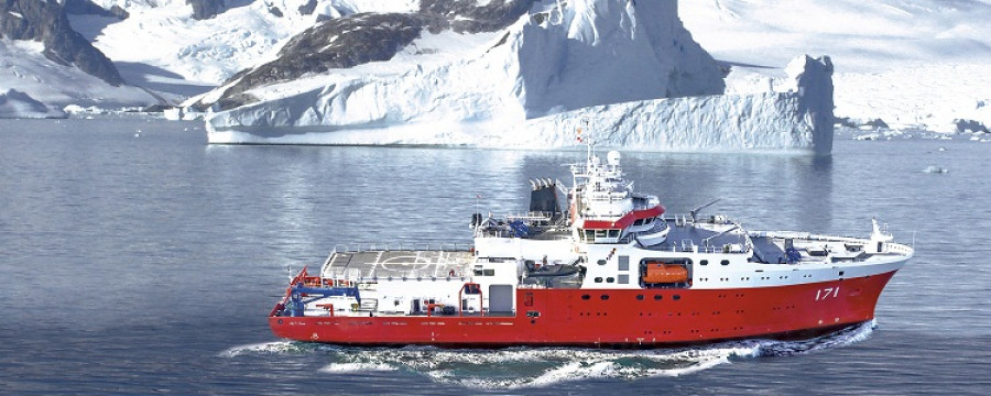 El buque de investigación oceanográfica con capacidad polar BAP Carrasco. Foto: Dirección de Hidrografía y Navegación de la MGP.