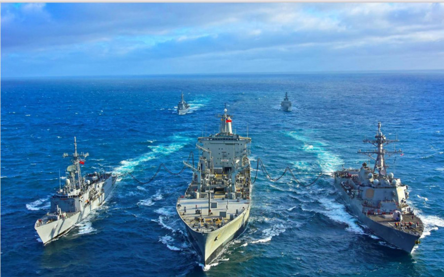 Los buques de Chile y Estados Unidos en el ejercicio TWS 2021. Foto: Armada de Chile