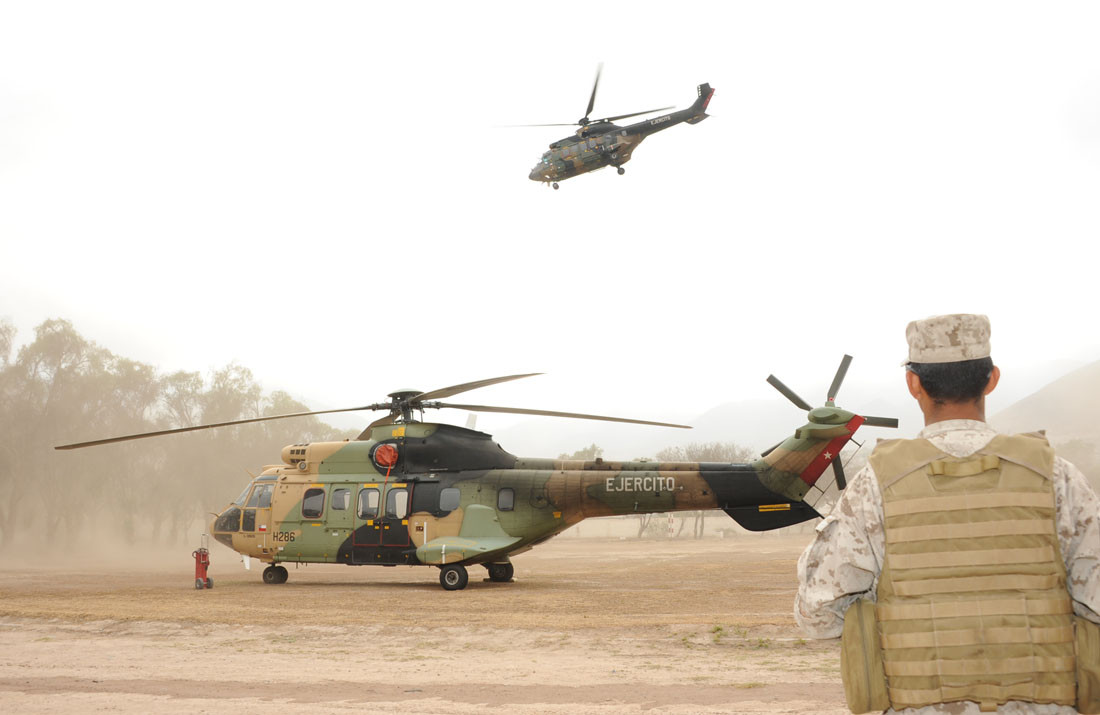 Helicu00f3pteros Cougar de la BAVE Foto Eju00e9rcito de Chile