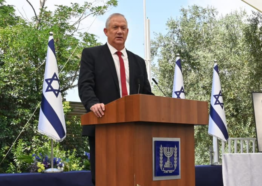 El Ministro de Defensa israelí, Benny Gantz, durante la entrega del Premio Defensa de Israel 2021 Foto Ministerio de Defensa de Israel