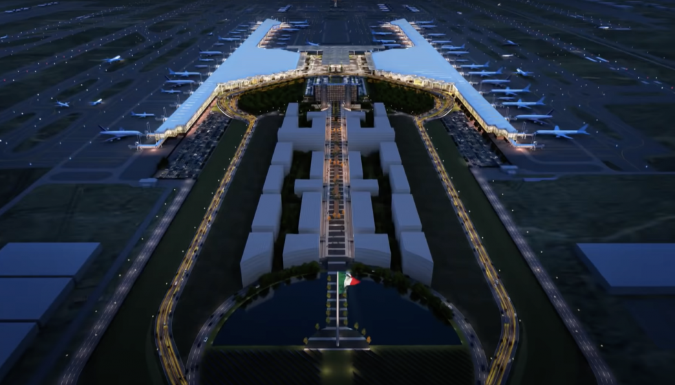 Render Aeropuerto Internacional Felipe Ángeles construido por la Sedena en México
