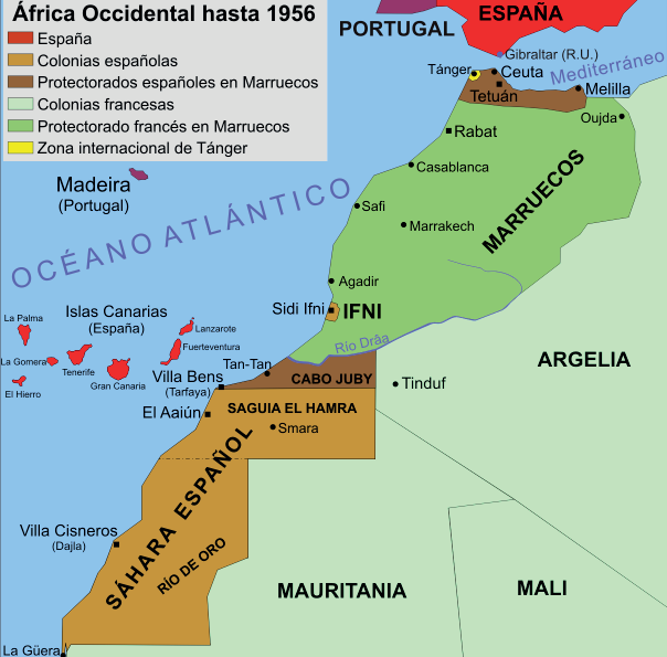 Protectorado espau00f1ol y colonias en el norte de u00c1frica [Wikipedia]