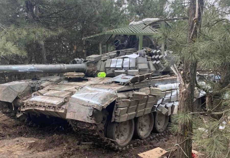 Carro de combate T 72 ruso capturado por fuerzas ucranianas. Foto Oryxpioenkop