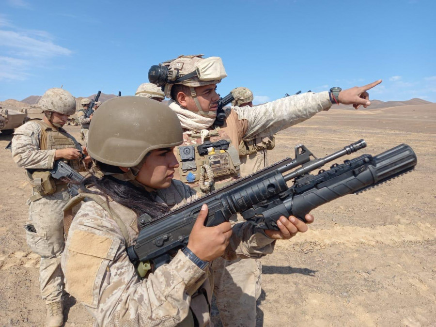 Instrucción y entrenamiento lanzagranadas IWI GL de 40x46 foto Ejército de Chile