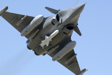 Avión de combate Rafale armado con un misil Exocet AM39. Foto MBDA