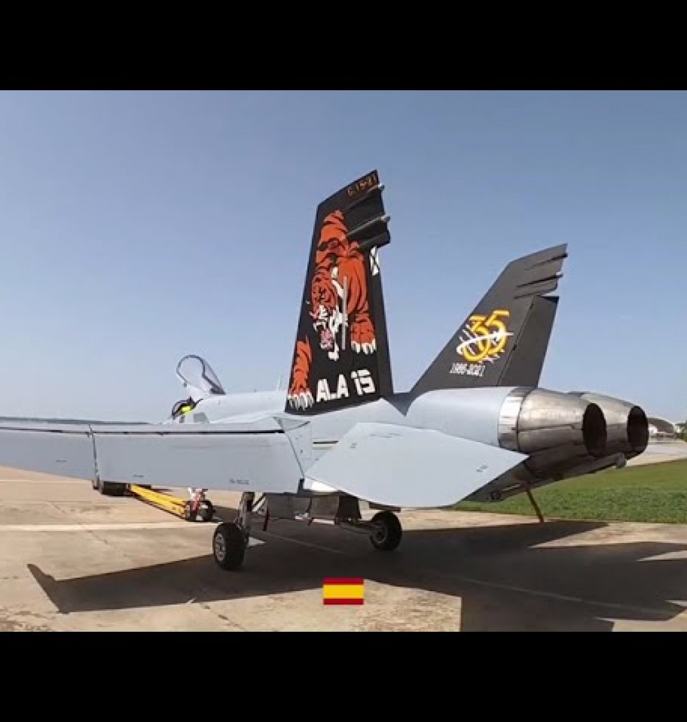 Cazas F-18 españoles participan en el Tiger Meet y el Ejército del Aire pinta un felino en sus alas