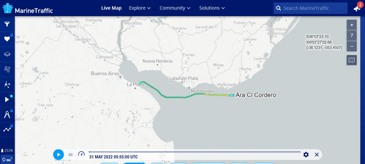 Marinetraffic opv ara almirante cordero 01 06 22