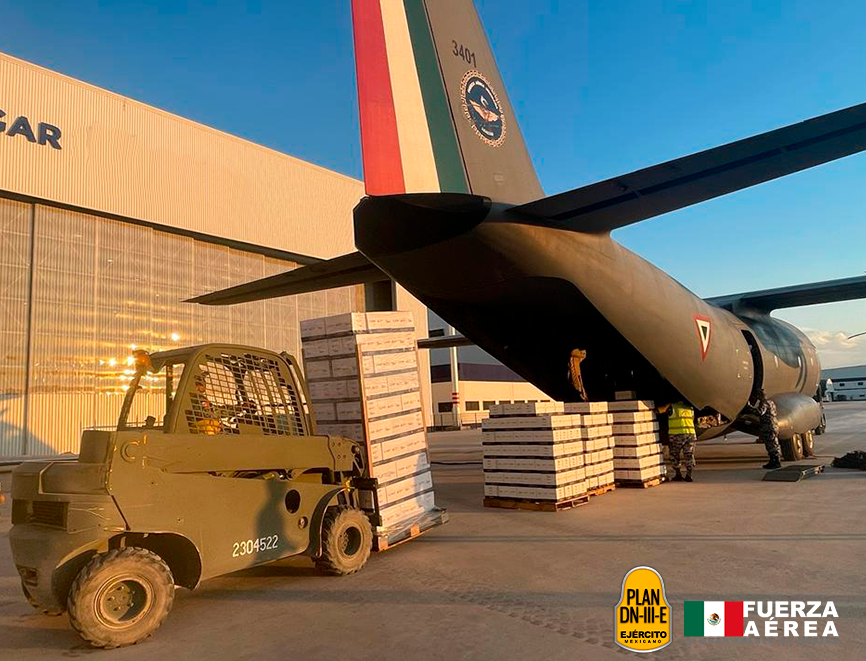 Fuerza Aérea Mexicana establece puente humanitario por daños de Huracán Agatha