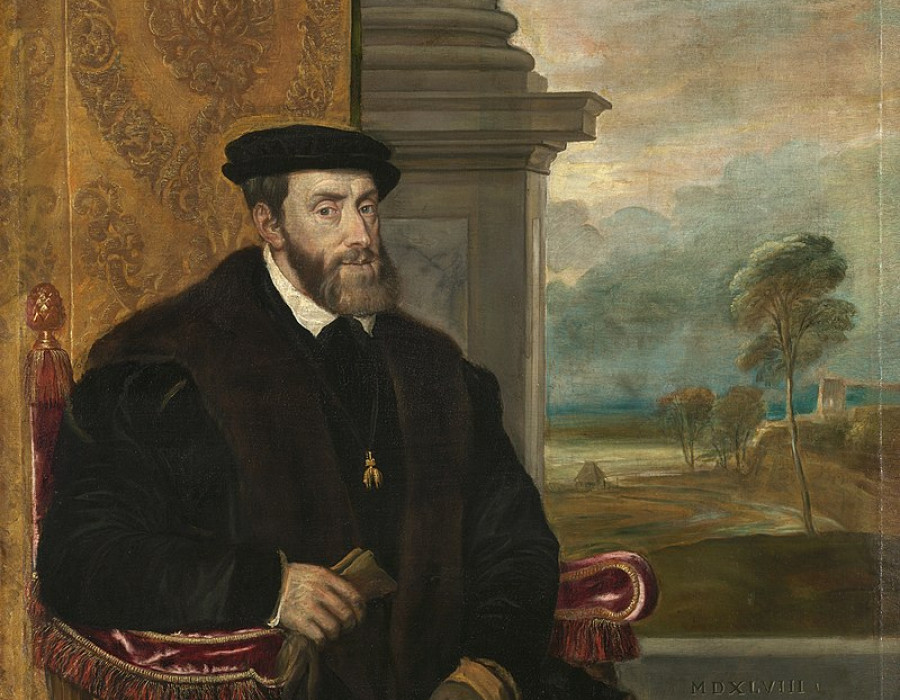 Portrait of Charles V, Holy Roman Emperor, seated (1500–1558), formerly attributed to Titian (Alte Pinakothek, Munich)