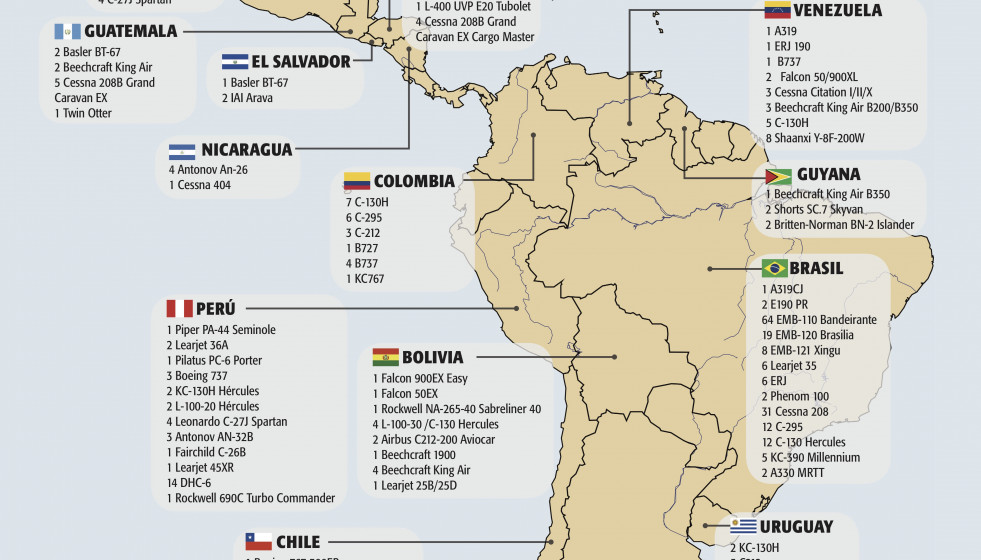 Estas son las flotas de aviones militares de transporte de Latinoamérica