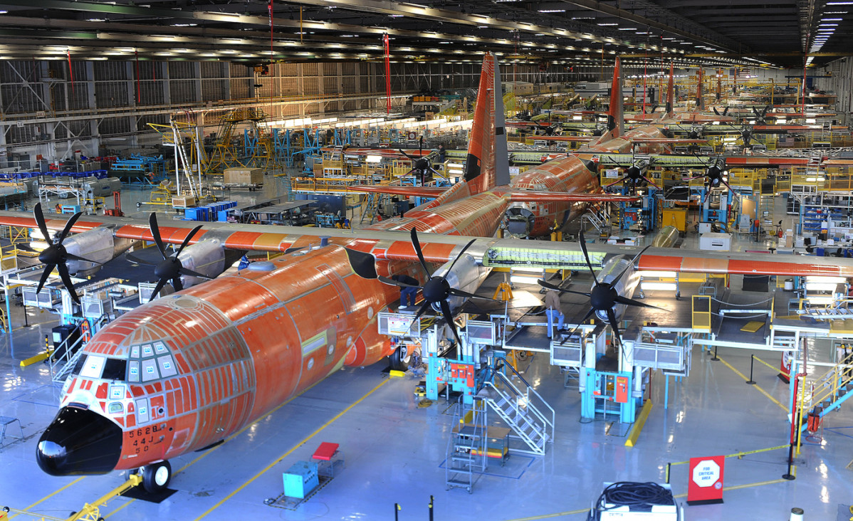 The Lockheed Martin C 130J production line in Marietta Ga