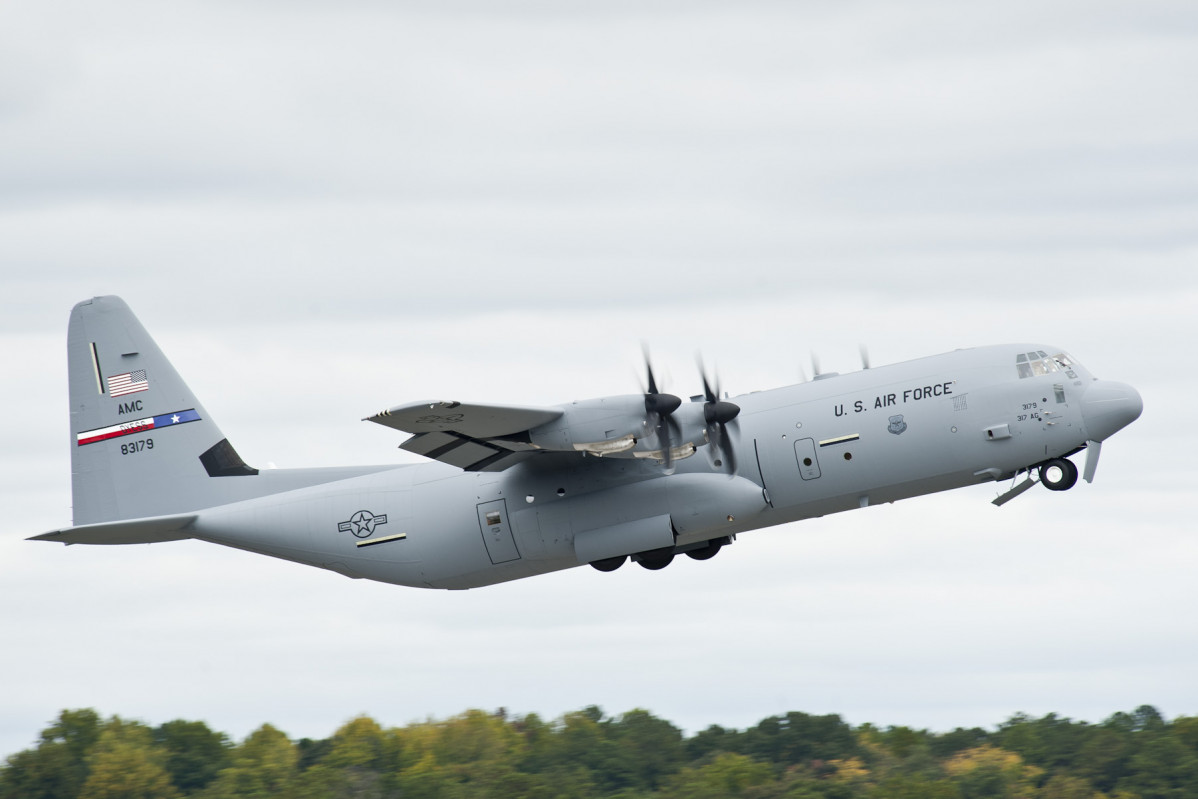 The ninth of 28 C 130Js takes off from the Lockheed Martin plant in Marietta  Ga. en route to Dyess Air Force Base Texas on Oct 12 2011