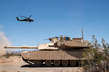 Carro de combate Abrams dotado de un sistema de protección activa Trophy. Foto GDLS