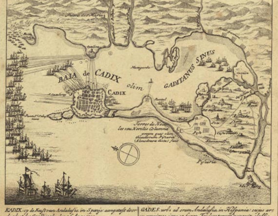 Map of the Battle of Cadiz 1702