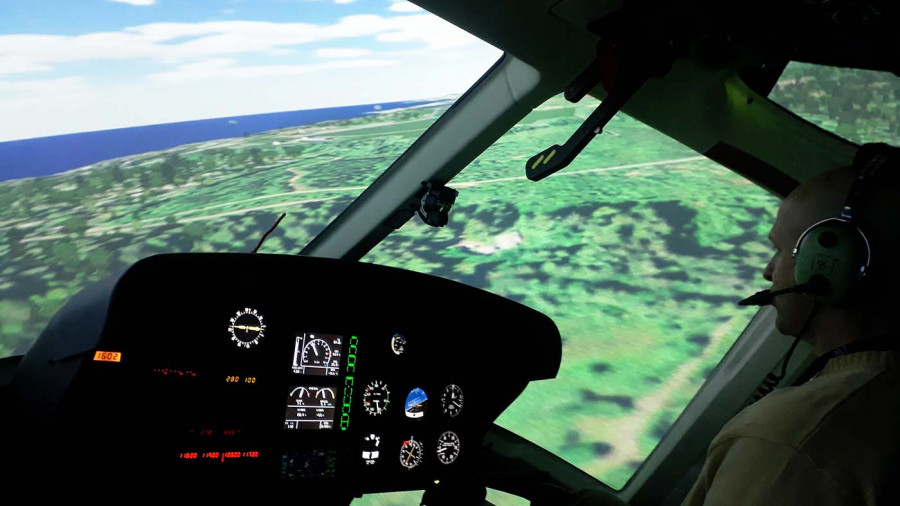 DIspositivo de entrenamiento de vuelo FTD de Frasca para helicóptero Airbus AS350B3 H125 Foto Ecotraining