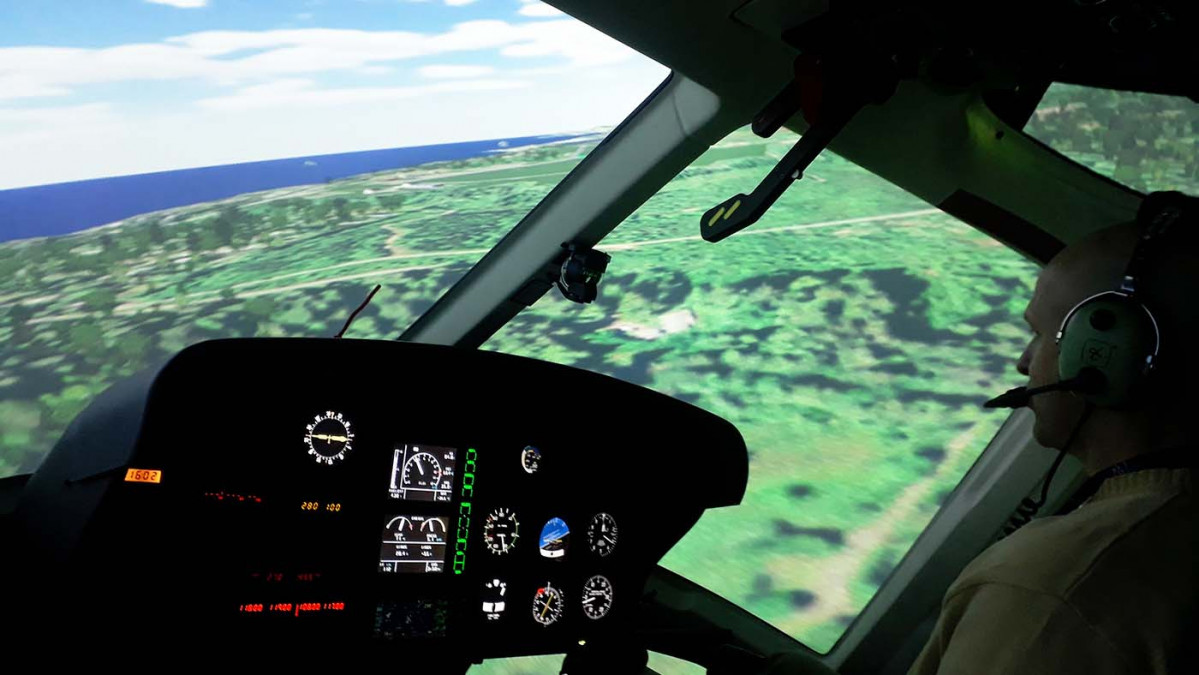 DIspositivo de entrenamiento de vuelo FTD de Frasca para helicóptero Airbus AS350B3 H125 Foto Ecotraining