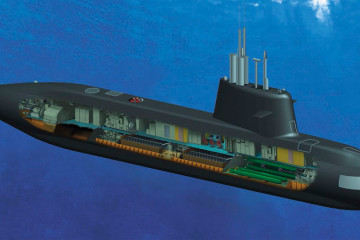 Aspecto de un submarino concebido por Fincantieri, el S1000. Imagen Fincantieri