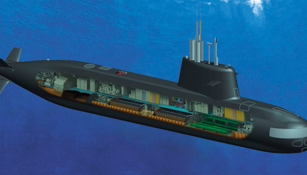 Aspecto de un submarino concebido por Fincantieri, el S1000. Imagen Fincantieri