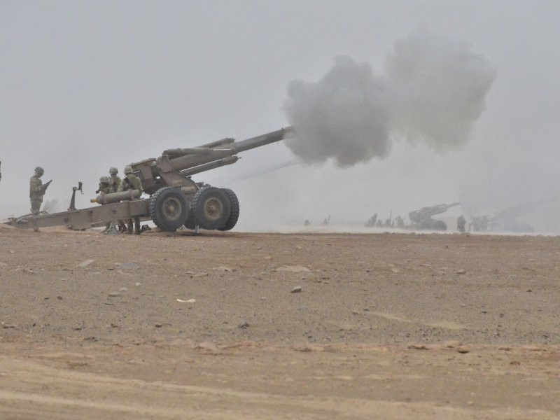 Disparo de obu00fas G4 de 155 mm del DIM Lynch Foto Armada de Chile