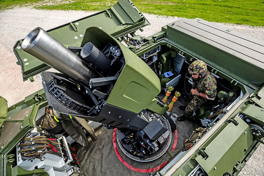 Sistema de mortero de 120 mm Mu00f6ser. Foto Departamento de Defensa, Protecciu00f3n Civil y Deporte de Suiza