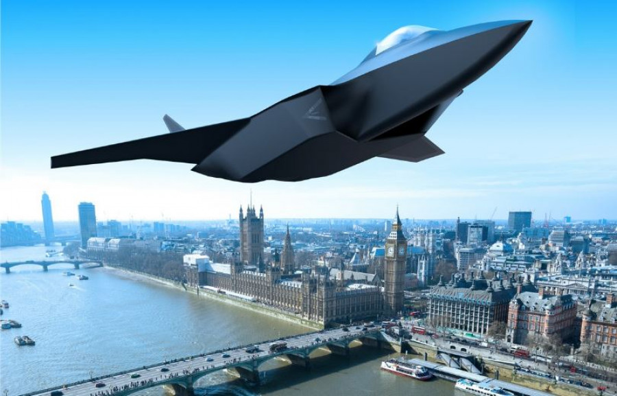Recreación del futuro caza de sexta generación Tempest sobre Londres. Foto BAE Systems
