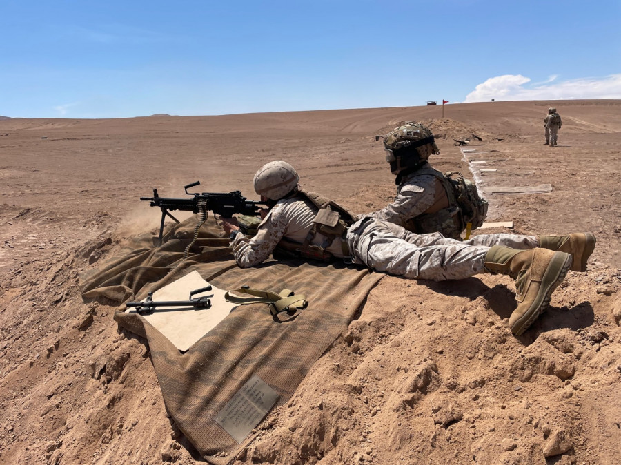 PEM de la Brigada Motorizada Rancagua en práctica de tiro de ametralladora Minimi Foto Ejército de Chile