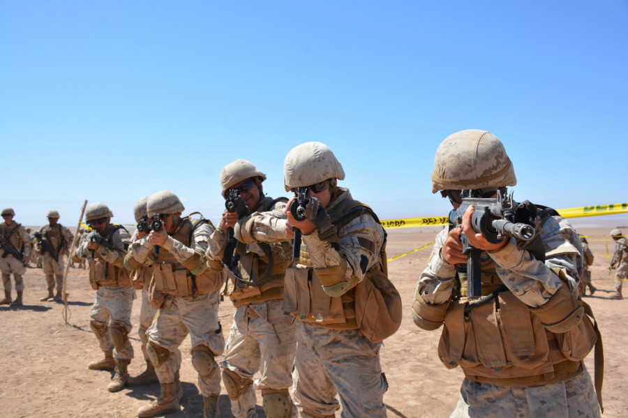Soldados conscriptos del Batallón de Infantería Motorizado Rancagua en la fase de formación inicial del combatiente individual Foto Ejército de Chile