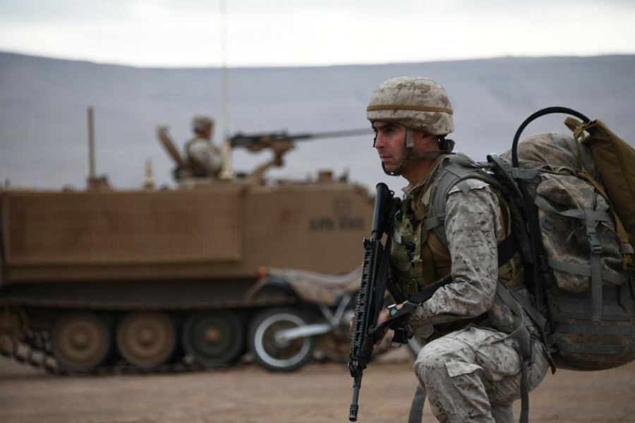 Efectivo de uno de los equipos participantes de la Competencia de Patrullas de Infanteria 2023 Foto Ejército de Chile
