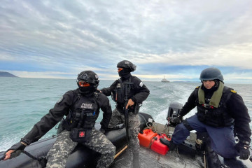 Personal del GRI en el operativo de fiscalización en Tirúa Foto Armada de Chile